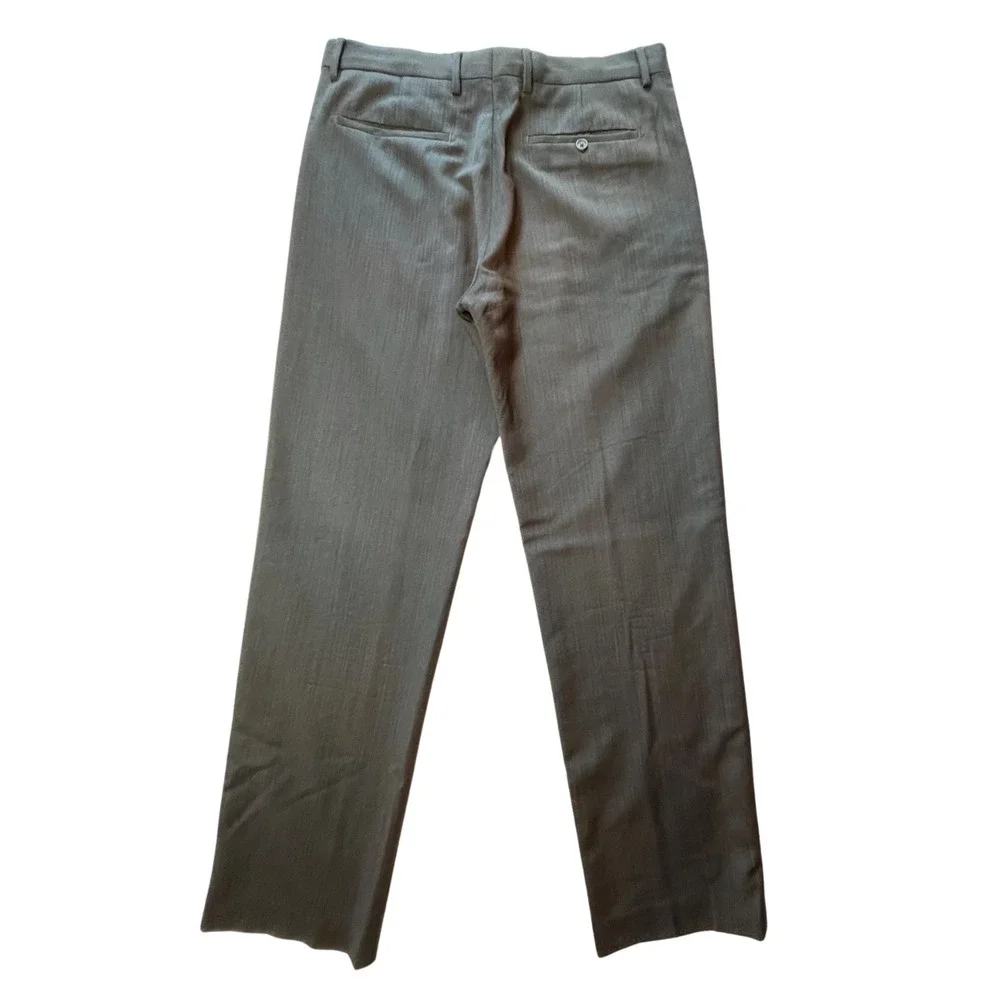Banana Republic Dress Pants Men's Gray 100% Wool Straight Fit Flat Front 33 x 34